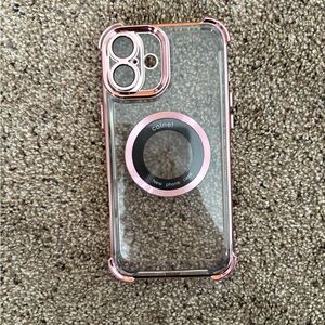 Clear iPhone Case with Pink Metallic MagSafe Ring